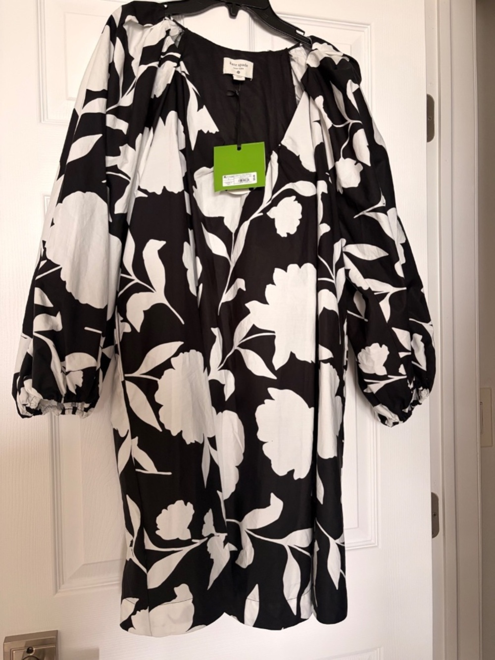 Kate Spade Rose Poplin Long Puff Sleeve Dress Party Sz L #206513373247